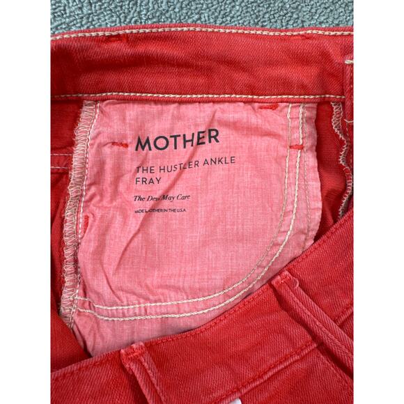 Mother Superior The Hustler Ankle Fray Jeans The Devil May Care Mars Red Sz 28 - Picture 8 of 15